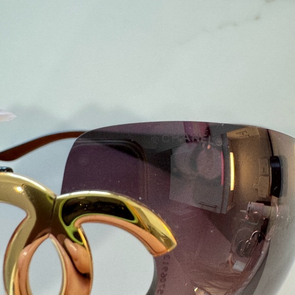 Chanel Vintage Sunglasses Shield 4124 in Brown/Gold Oversized Interlocking CC - Picture 5 of 5